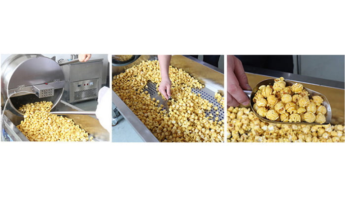 Industrial Gas Popcorn Machine Delivered To Nigeria 3 Finished spherical popcorn